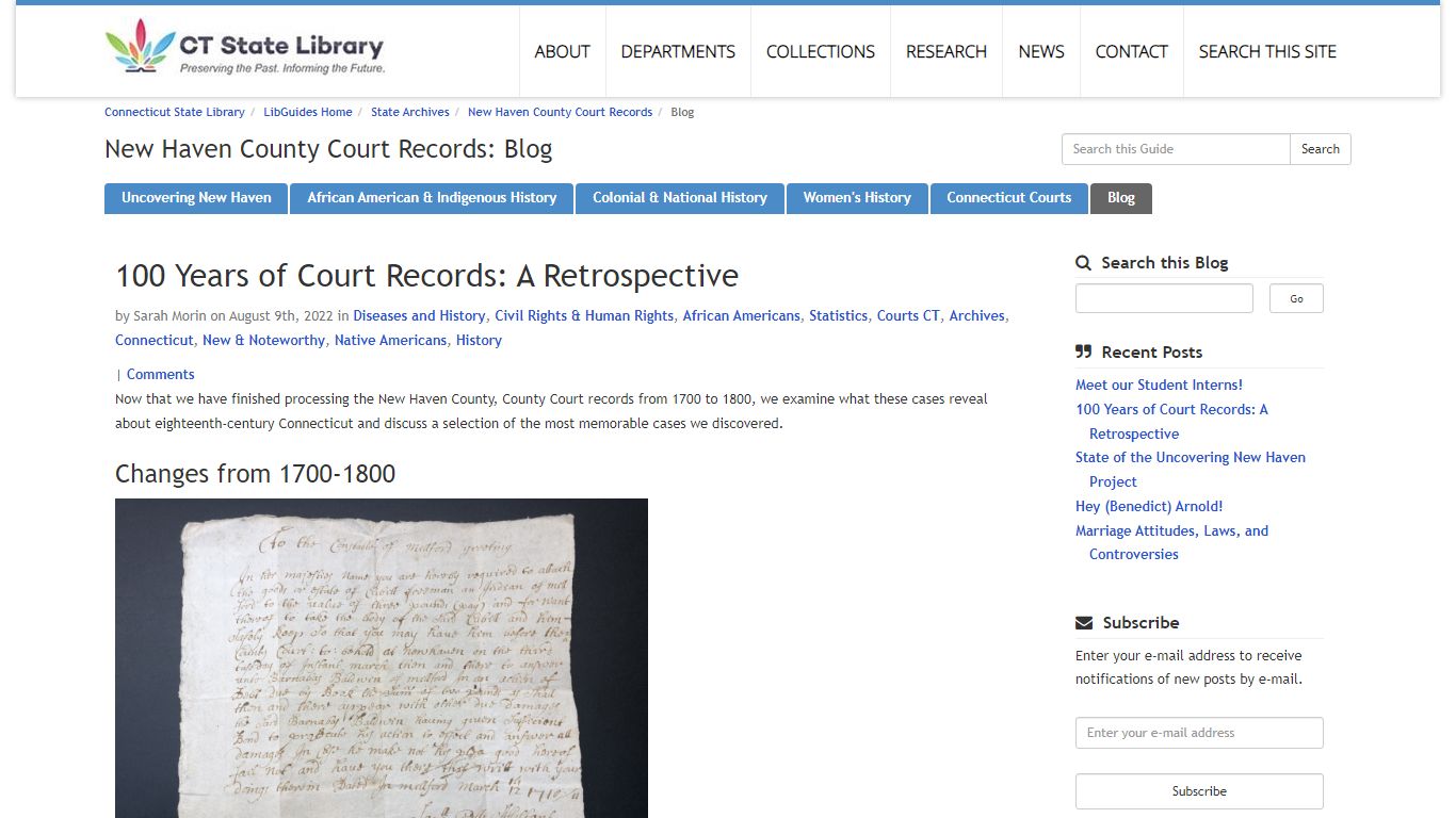 Blog - New Haven County Court Records - LibGuides Home at Connecticut ...